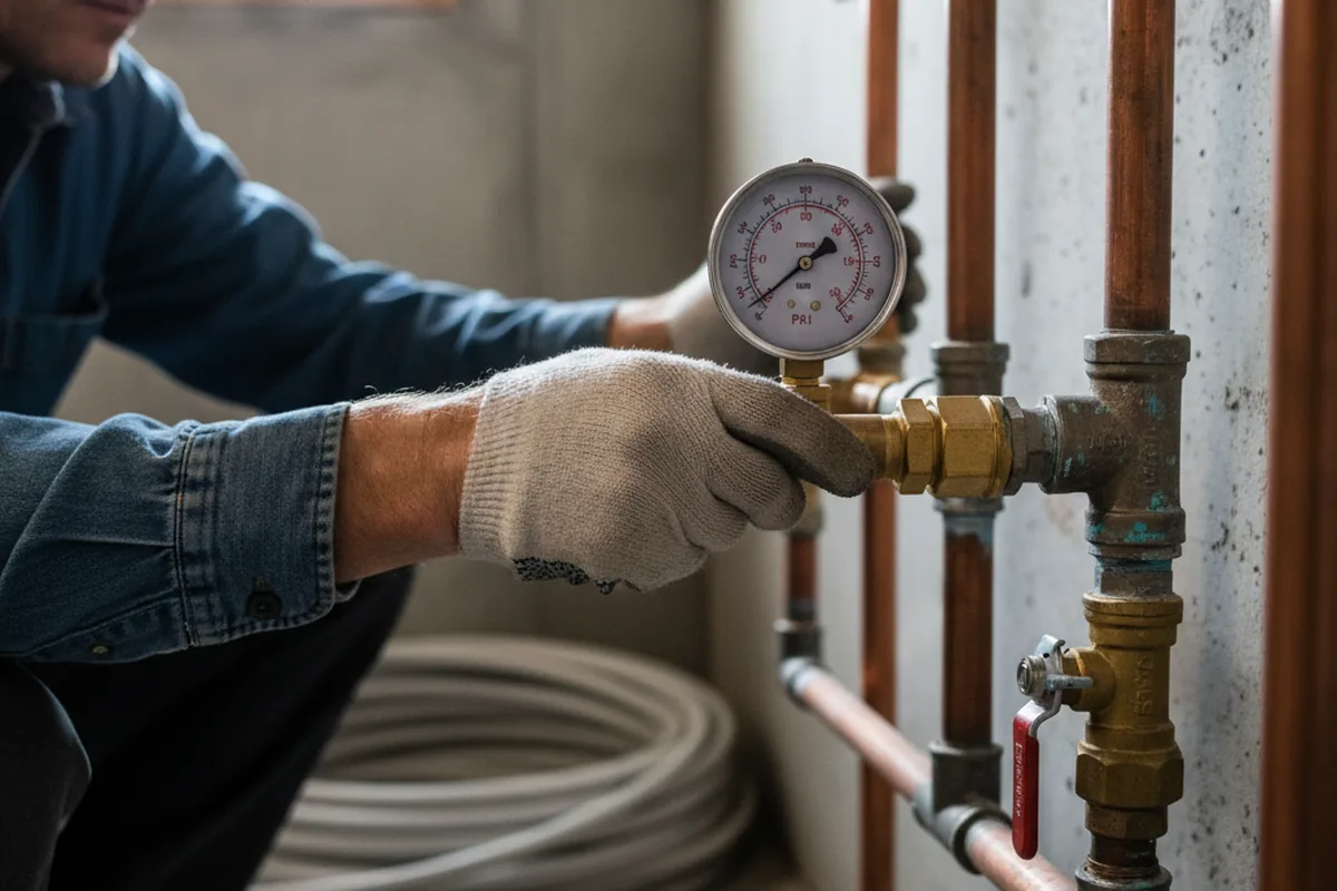 Pressure testing a repaired line during Water Line Repair in Eskridge